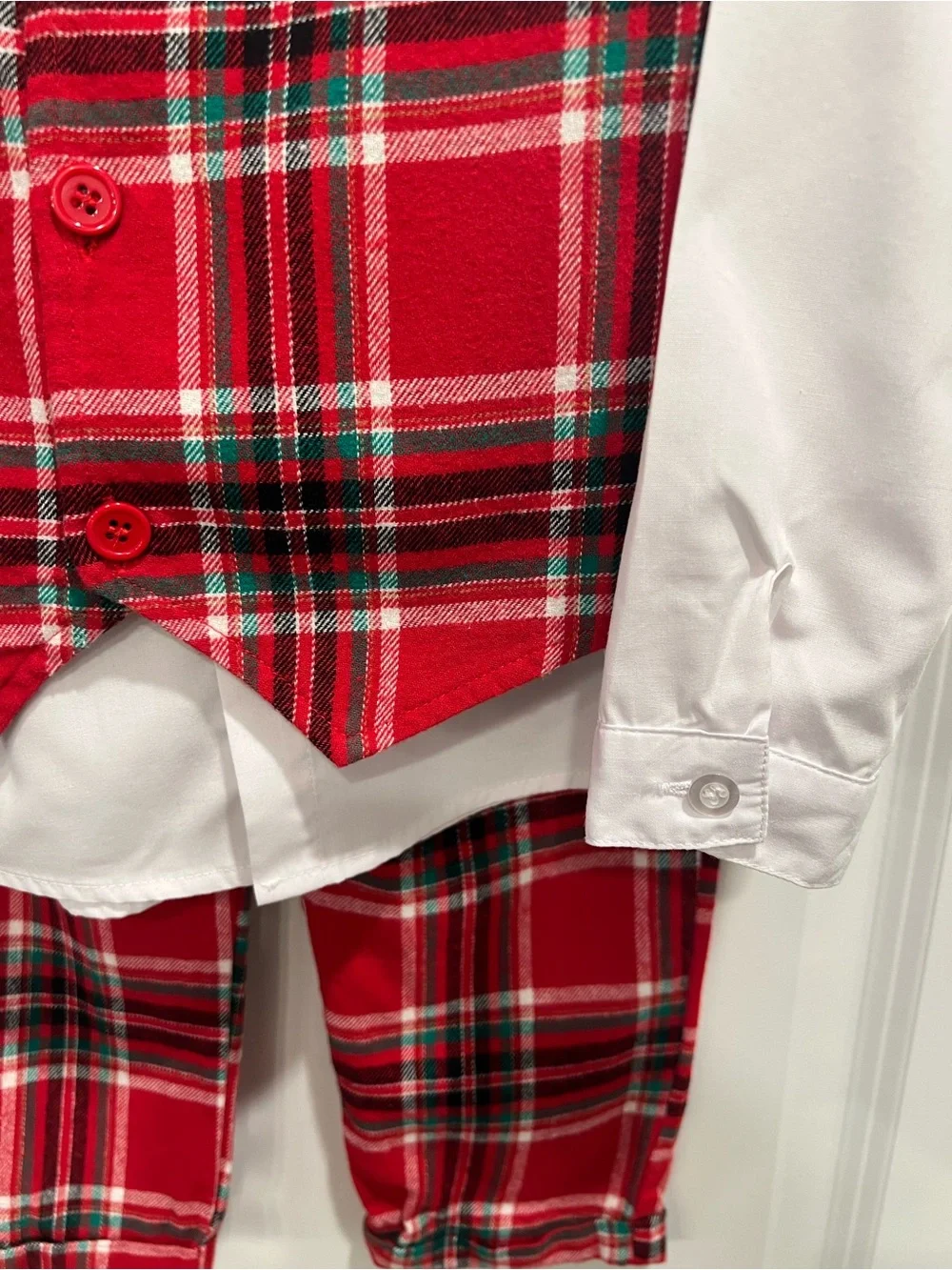 Classic Red Plaid Boys' Vest Set with Bow Tie and White Shirt 4-5Y